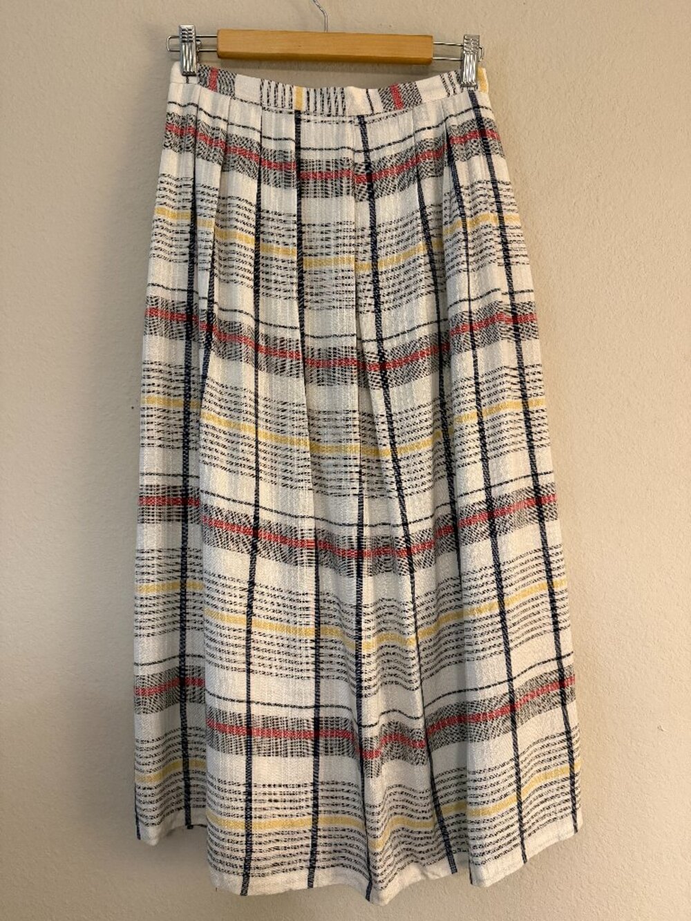 Vintage Jos A Bank Bright Summer Plaid Full Pleated Skirt Small